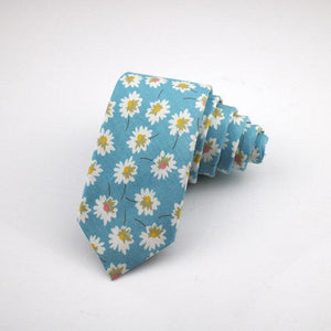 Light Blue Floral Skinny Tie Neckties JayKirbyTies 