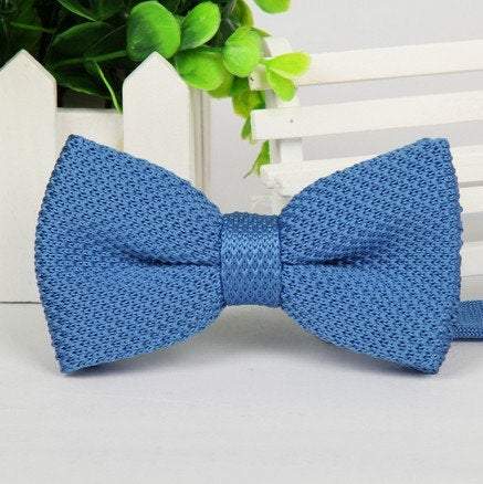Light Blue Knitted Bow Tie Bow Ties JayKirbyTies 