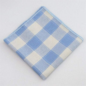 Light Blue Plaid Pocket Square Pocket Squares JayKirbyTies 