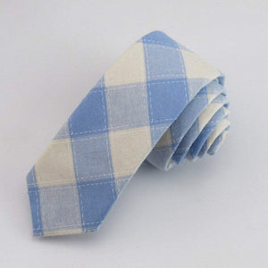 Light Blue Plaid Skinny Tie Neckties JayKirbyTies 