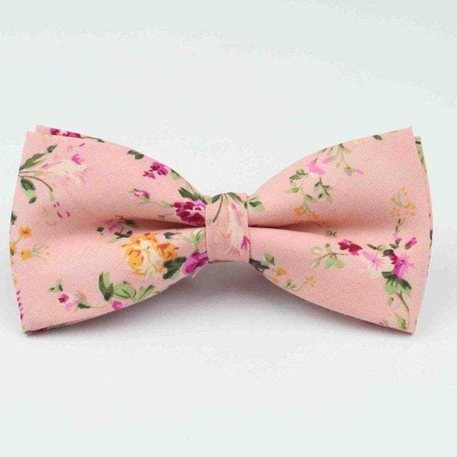 Light Pink Floral Bow Tie Bow Ties JayKirbyTies 