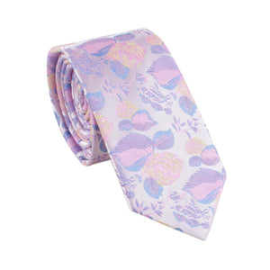 Light Pink Floral Skinny Tie Neckties JayKirbyTies 