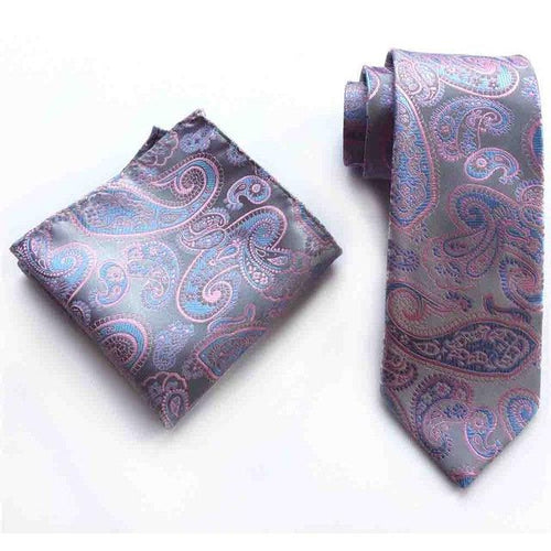 Lilac Paisley Tie & Pocket Square Set Tie + Square JayKirbyTies 
