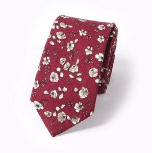 Maroon Floral Skinny Tie Neckties JayKirbyTies 