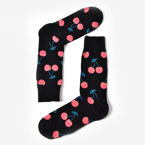 Men's black cheeky cherry cotton socks Socks JayKirbyTies 