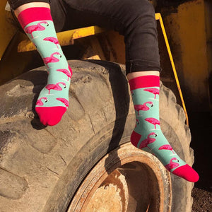 Men's Pink Flamingo cotton socks Socks JayKirbyTies 