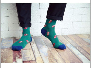Men's rolling stones tongue lips pattern cotton socks Socks JayKirbyTies 