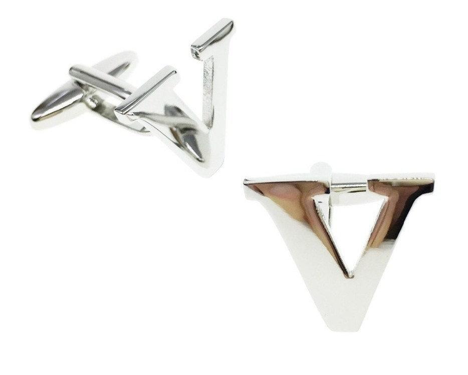 Mix & Match Initials: Silver Letter V Cufflinks (single cufflink only) Cufflinks JayKirbyTies 