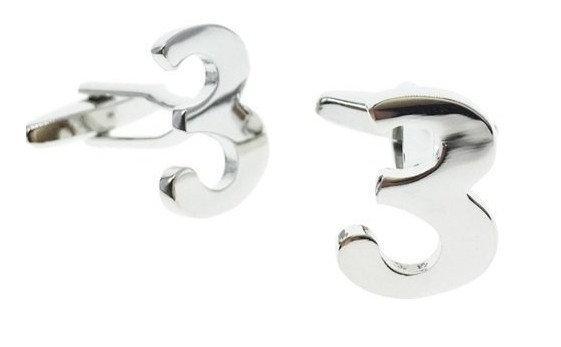 Mix & Match Numbers: Silver Number 3 Cufflinks (single cufflink only) Cufflinks JayKirbyTies 