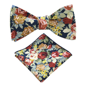 Multicoloured Floral Bow Tie & Pocket Square Bow Tie + Square JayKirbyTies 