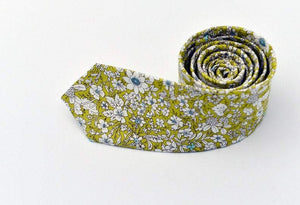 Mustard Floral Skinny Tie Neckties JayKirbyTies 