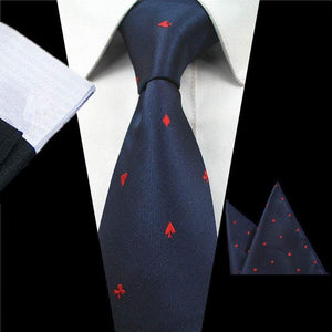 Navy Blue Ace of Spades Tie & Pocket Square Set Tie + Square JayKirbyTies 
