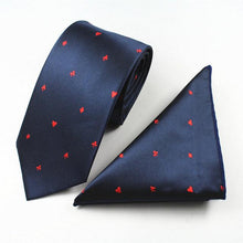 Load image into Gallery viewer, Navy Blue Ace of Spades Tie &amp; Pocket Square Set Tie + Square JayKirbyTies 