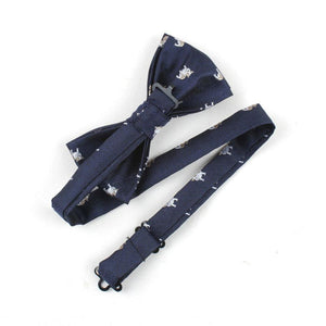 Navy Blue Bulldog Pattern Bow Tie Bow Ties JayKirbyTies 