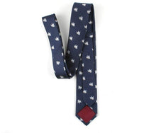 Load image into Gallery viewer, Navy Blue Bulldog Skinny Tie Neckties JayKirbyTies 