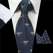 Load image into Gallery viewer, Navy Blue Cheetah Skinny Tie &amp; Pocket Square Set Tie + Square JayKirbyTies 
