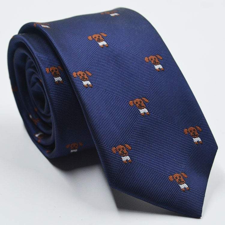 Navy Blue Dog Print Skinny Tie Australia