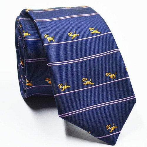 Navy Blue Dog Print Skinny Tie Neckties JayKirbyTies 