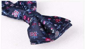 Navy Blue Floral Bow Tie Bow Ties JayKirbyTies 