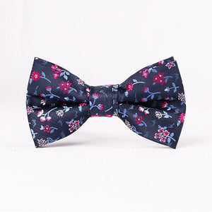 Navy Blue Floral Bow Tie Bow Ties JayKirbyTies 