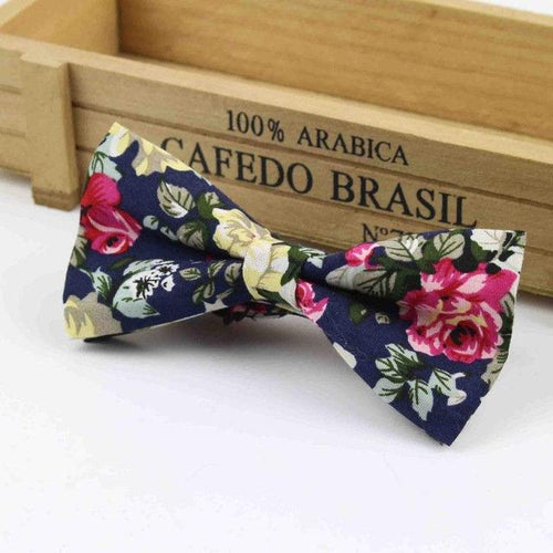 Navy Blue Floral Bow Tie Bow Ties JayKirbyTies 
