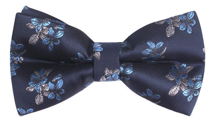 Navy Blue Floral Bow Tie Bow Ties JayKirbyTies 