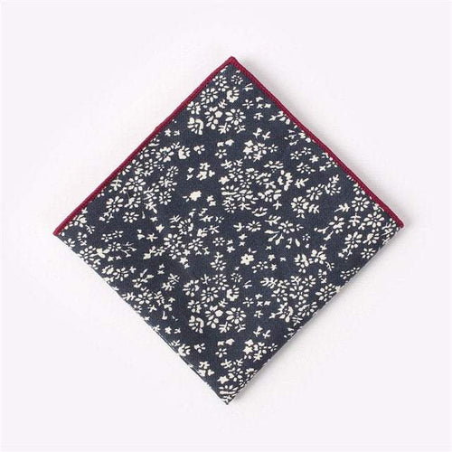 Navy Blue Floral Pocket Square Pocket Squares JayKirbyTies 