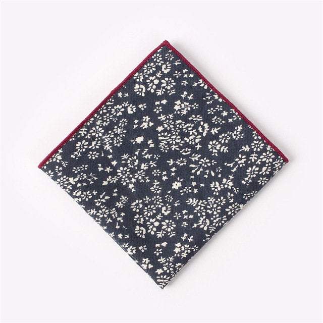 Navy Blue Floral Pocket Square Pocket Squares JayKirbyTies 