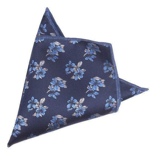 Navy Blue Floral Pocket Square Pocket Squares JayKirbyTies 