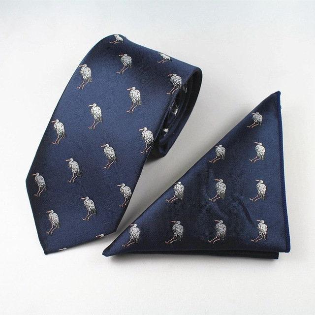 Navy Blue Heron Tie & Pocket Square Set Tie + Square JayKirbyTies 