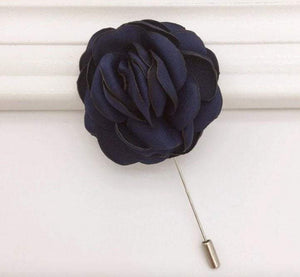 Navy Blue Lapel Flower Pin Lapel Flowers JayKirbyTies 