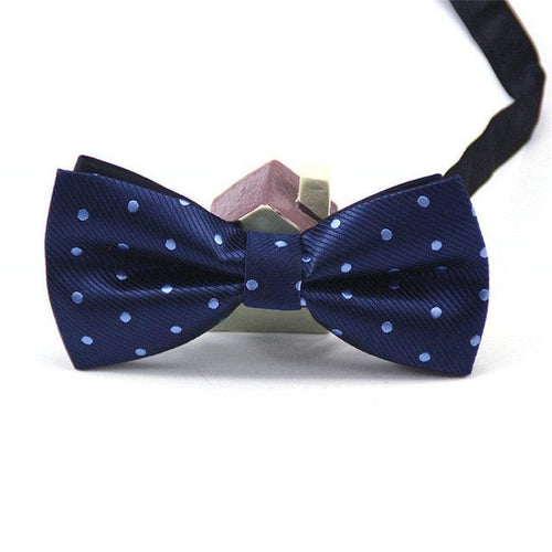 Navy Blue & Light Blue Polka Dot Bow Tie Bow Ties JayKirbyTies 