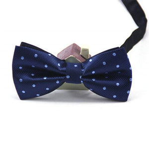 Navy Blue & Light Blue Polka Dot Bow Tie Bow Ties JayKirbyTies 