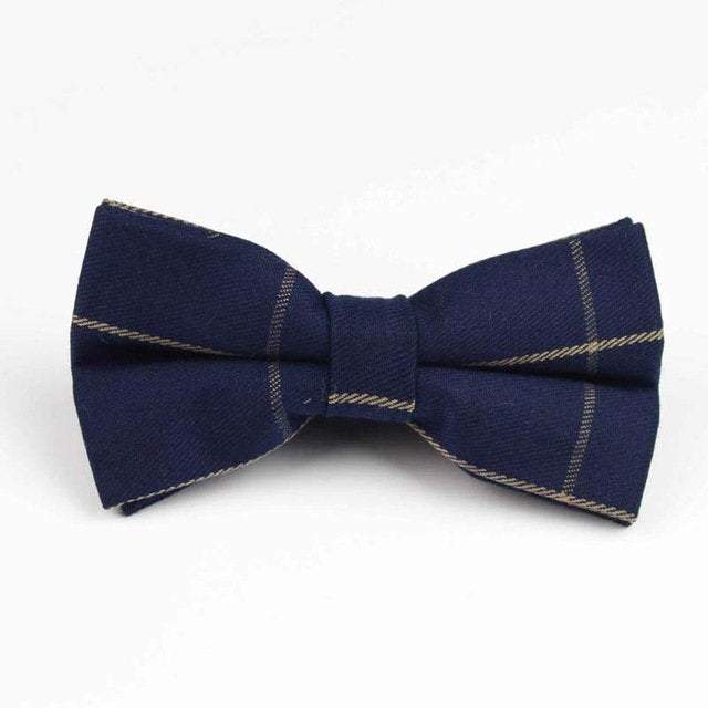 Navy Blue Plaid Bow Tie Bow Ties JayKirbyTies 