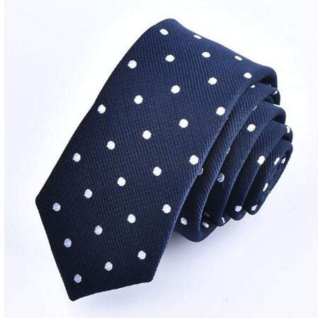 Navy Blue Polka Dot Skinny Tie Neckties JayKirbyTies 