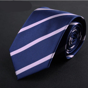 Navy Blue & Purple Striped Skinny Tie Neckties JayKirbyTies 