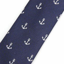 Load image into Gallery viewer, Navy Blue Skinny Anchor Tie Neckties JayKirbyTies 