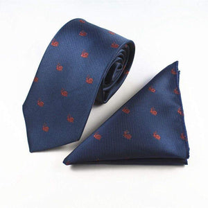 Navy Blue Snail Skinny Tie & Pocket Square Tie + Square JayKirbyTies 