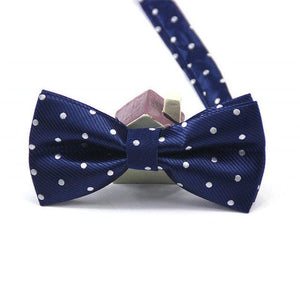 Navy Blue & White Blue Polka Dot Bow Tie Bow Ties JayKirbyTies 