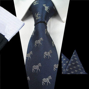Navy Blue Zebra Skinny Tie & Pocket Square Set Tie + Square JayKirbyTies 