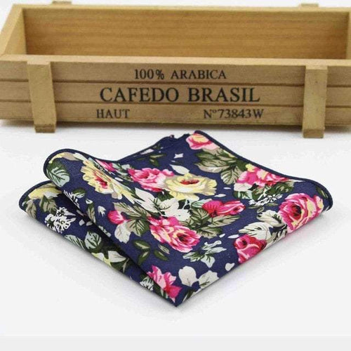 Navy Floral Pocket Square Pocket Squares JayKirbyTies 