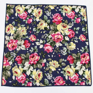 Navy Floral Pocket Square Pocket Squares JayKirbyTies 