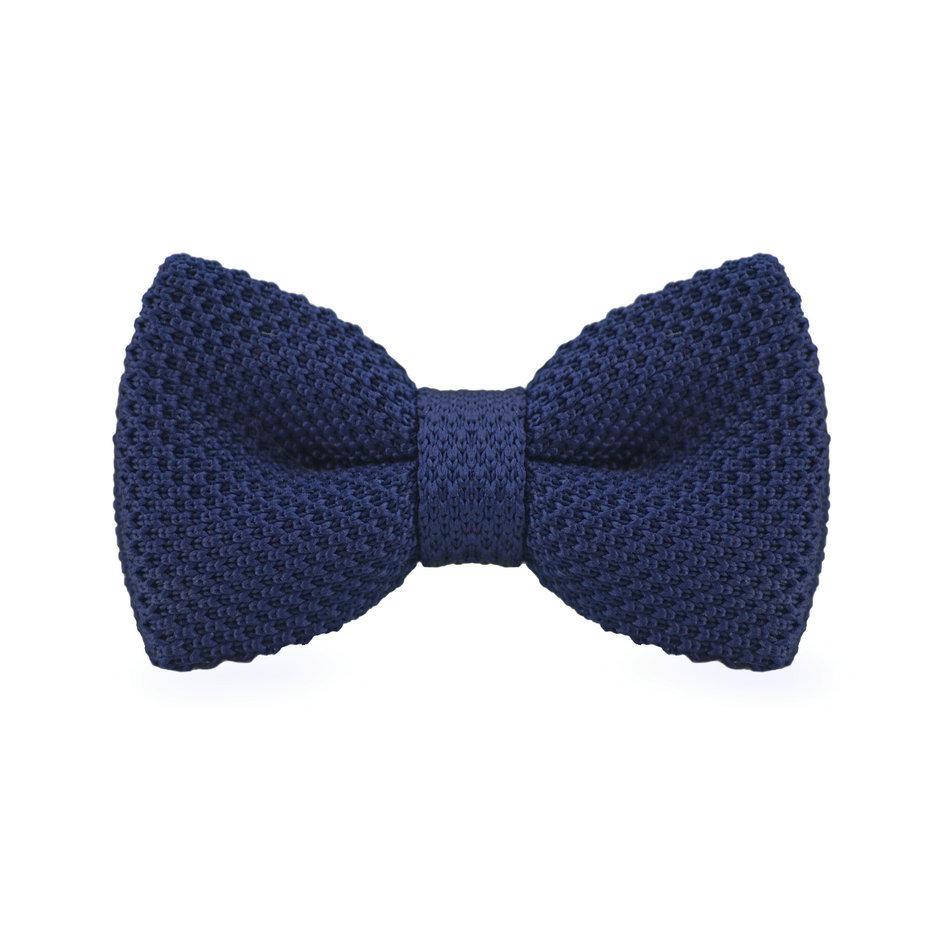 Navy Knitted Bow Tie Bow Ties JayKirbyTies 