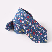 Load image into Gallery viewer, Ocean Blue Floral Tie Neckties JayKirbyTies 