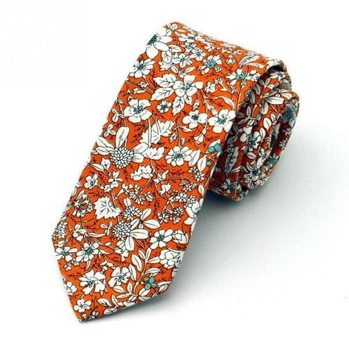 Orange Floral Skinny Tie Australia