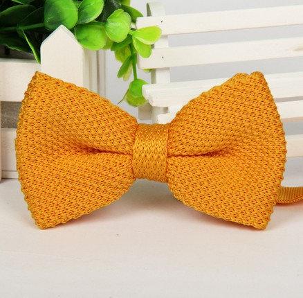 Orange Knitted Bow Tie Bow Ties JayKirbyTies 