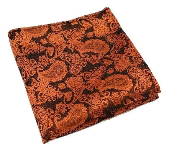 Orange Paisley Pocket Square Pocket Squares JayKirbyTies 