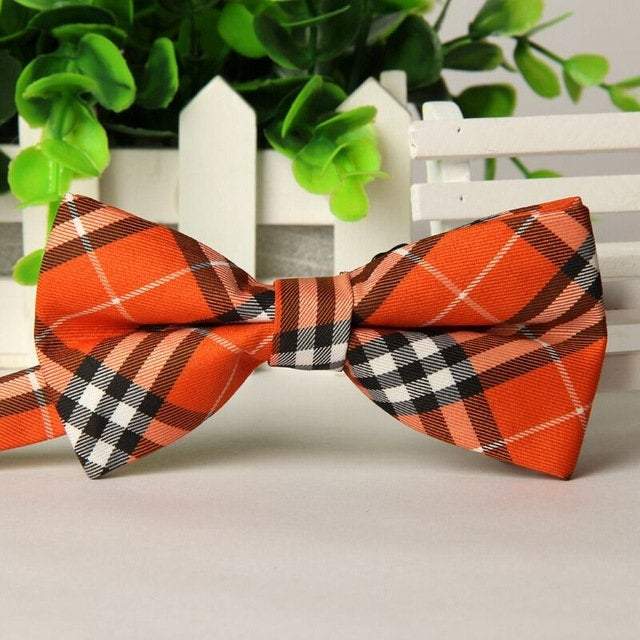Orange Plaid Tartan Bow Tie Bow Ties JayKirbyTies 