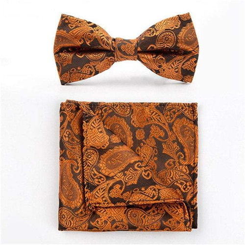 Orange/Black Paisley Bow Tie & Pocket Square Bow Tie + Square JayKirbyTies 