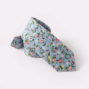 Pale Blue Floral Skinny Tie Neckties JayKirbyTies 